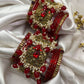 Chandra Half Moon Engagement Set – Ruby Red and Antique Gold | Padikkai