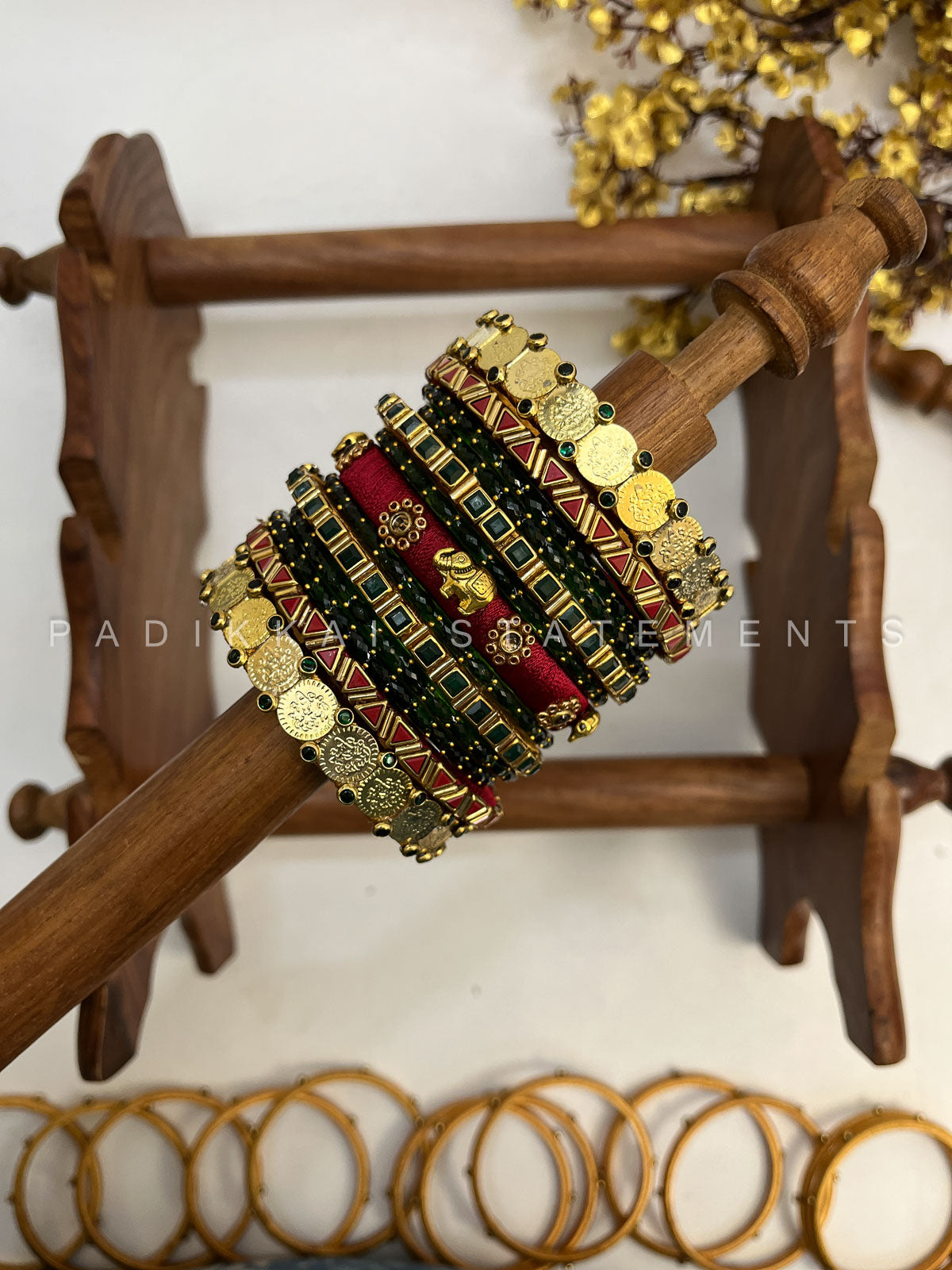 Shubha Lakshmi Bridal Kundan Set – Maroon, Deep Green and Gold | Padikkai