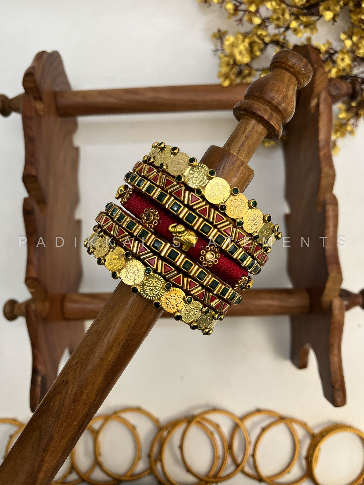 Shubha Lakshmi Bridal Kundan Set – Maroon, Deep Green and Gold | Padikkai