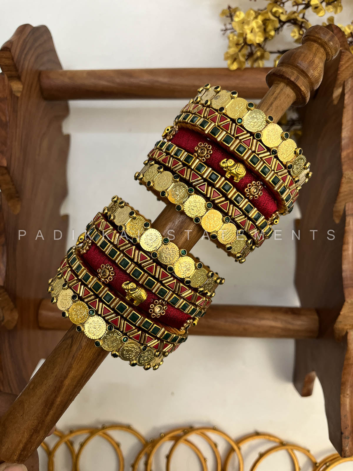 Shubha Lakshmi Bridal Kundan Set – Maroon, Deep Green and Gold | Padikkai