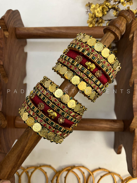 Shubha Lakshmi Bridal Kundan Set – Maroon, Deep Green and Gold | Padikkai