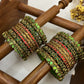 Thamarai Sindhura Festive Kundan Bangle Set – Red, Maroon and Gold | Padikkai