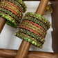 Thamarai Sindhura Festive Kundan Bangle Set – Red, Maroon and Gold | Padikkai
