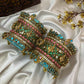 Vrindavan Krishna Kundan Bridal Set – Peacock Blue, Sea Green and Pink | Padikkai