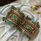 Vrindavan Krishna Kundan Bridal Set – Peacock Blue, Sea Green and Pink | Padikkai