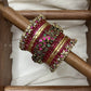 Peacock Prabhavam Gold Lotus Bangle Set – Rani Pink and Gold | Padikkai
