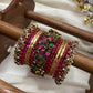 Peacock Prabhavam Gold Lotus Bangle Set – Rani Pink and Gold | Padikkai