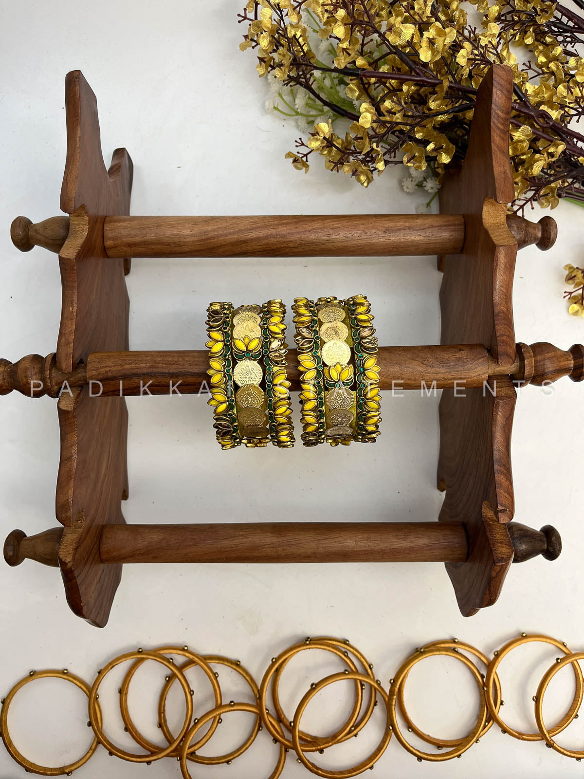 Shree Peetambari Festive Kundan Set – Yellow, Forest Green and Gold | Padikkai