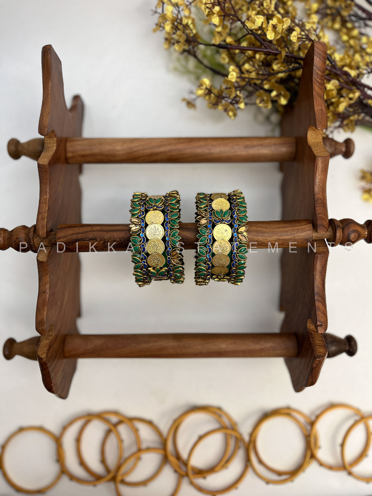Shree Vanaja Festive Kundan Set – Forest Green, Egyptian Blue and Gold | Padikkai