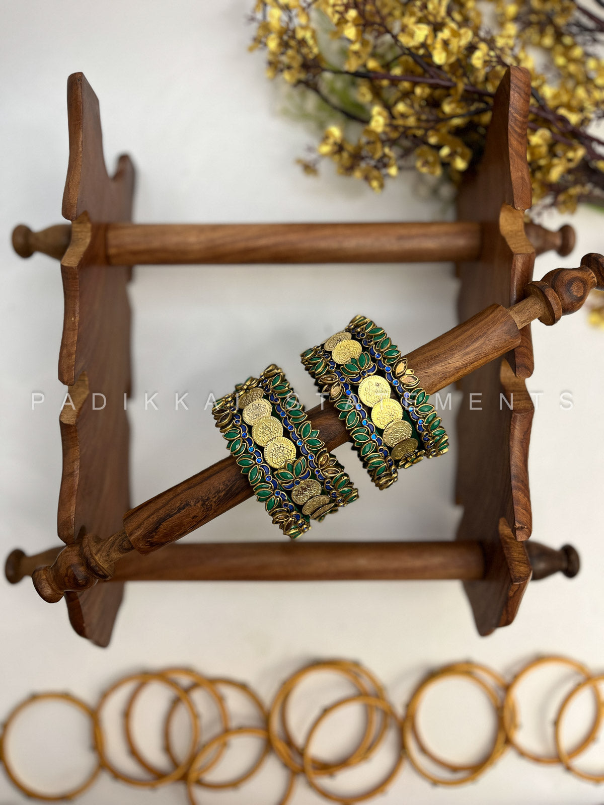 Shree Vanaja Festive Kundan Set – Forest Green, Egyptian Blue and Gold | Padikkai