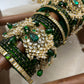 Chandra Half Moon Engagement Set – Emerald Green and Mirror White | Padikkai