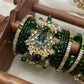 Chandra Half Moon Engagement Set – Emerald Green and Mirror White | Padikkai