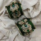 Chandra Half Moon Engagement Set – Emerald Green and Mirror White | Padikkai