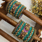 Suvarna Pushpam Kundan Bangles – Teal, Purple and Antique Gold | Padikkai