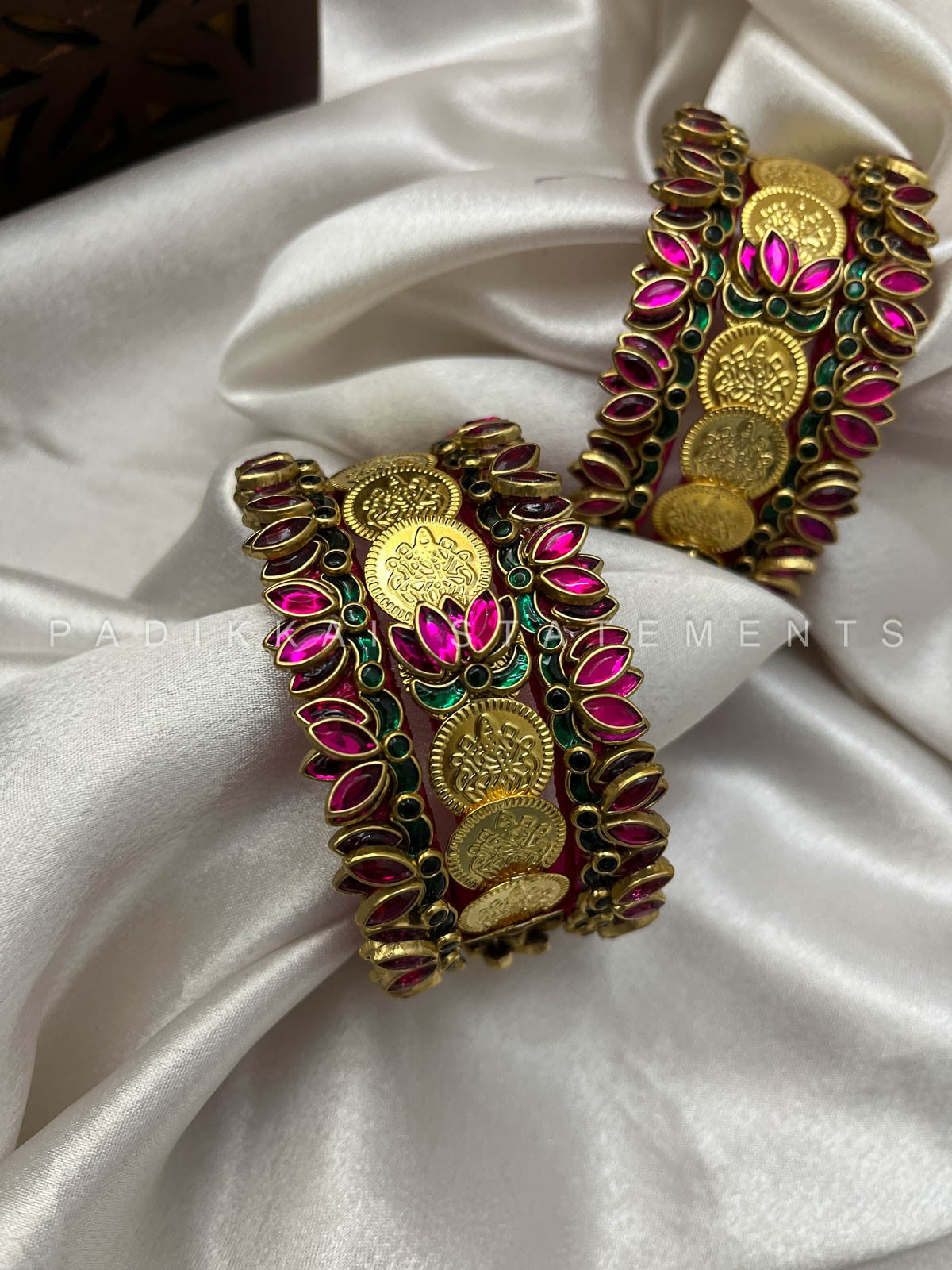 Shree Padmam Festive Kundan Set - Rani Pink and Emerald Green | Padikkai