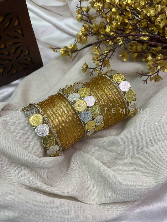 Taarini Dual Tone Kundan Bangle Set – Gold & Silver | Padikkai