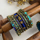 Neelika Glow Bridal Kundan Bangles – Peacock Blue, Dark Blue and Gold | Padikkai