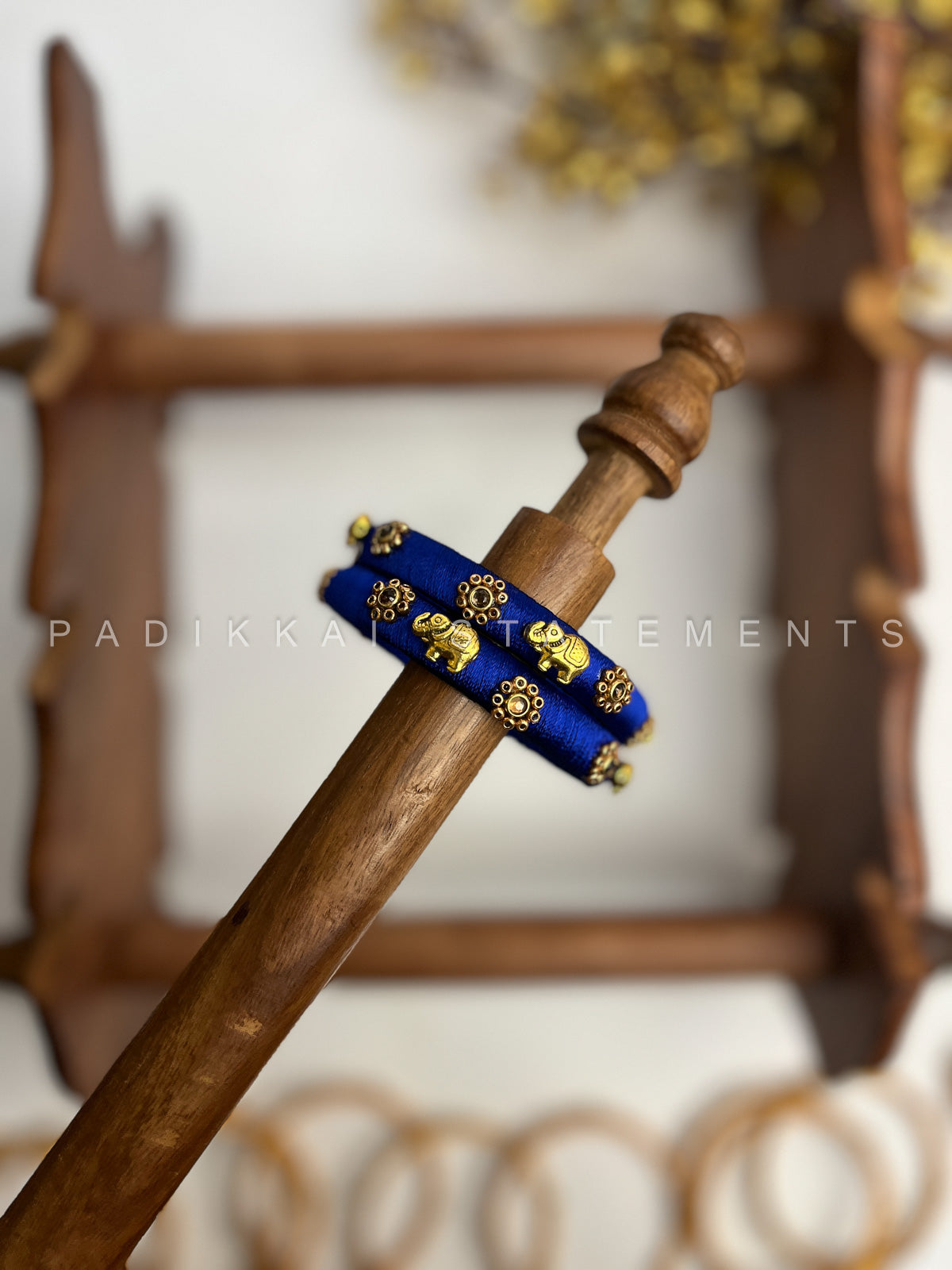 Neelika Glow Bridal Kundan Bangles – Peacock Blue, Dark Blue and Gold | Padikkai
