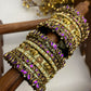 Paithani Glow Kundan Bangles – Pista Green, Violet and Gold | Padikkai