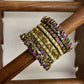 Paithani Glow Kundan Bangles – Pista Green, Violet and Gold | Padikkai