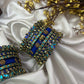 Neelika Glow Bridal Kundan Bangles – Peacock Blue, Dark Blue and Gold | Padikkai