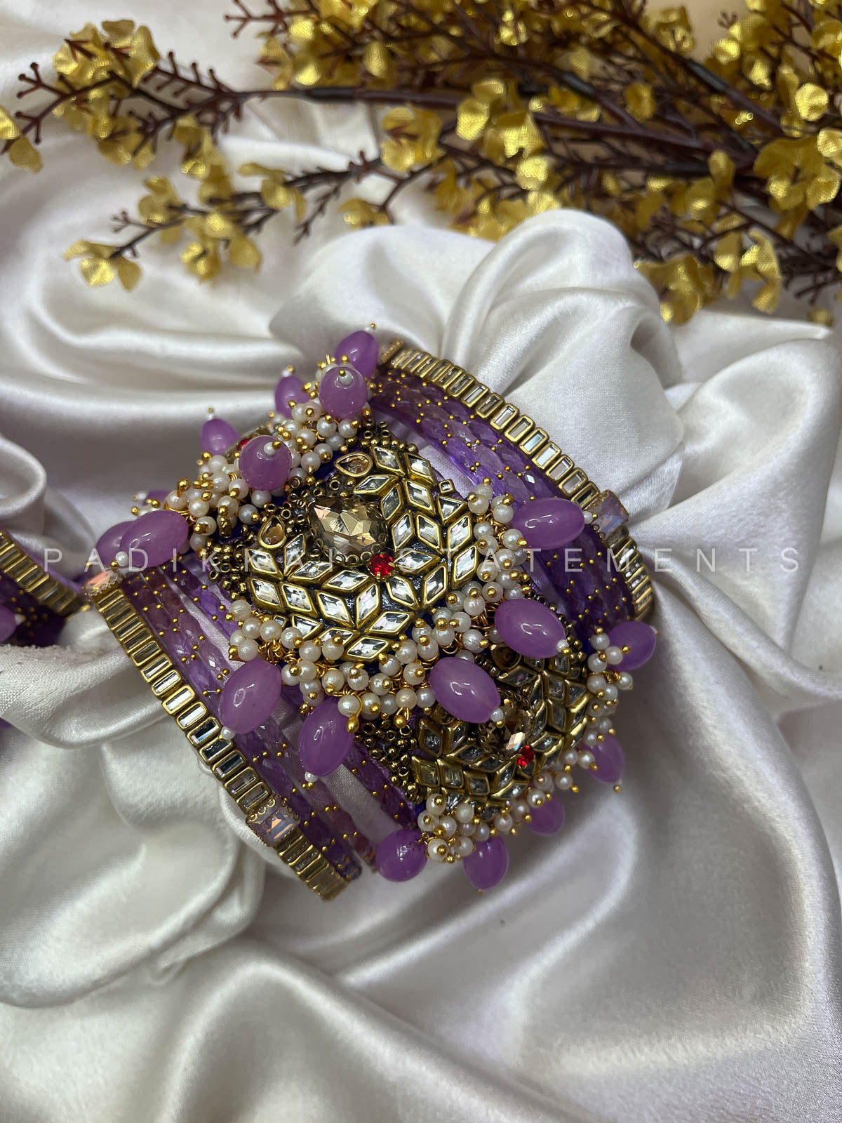 Chandra Half Moon Engagement Set – Lavender and Mirror White | Padikkai
