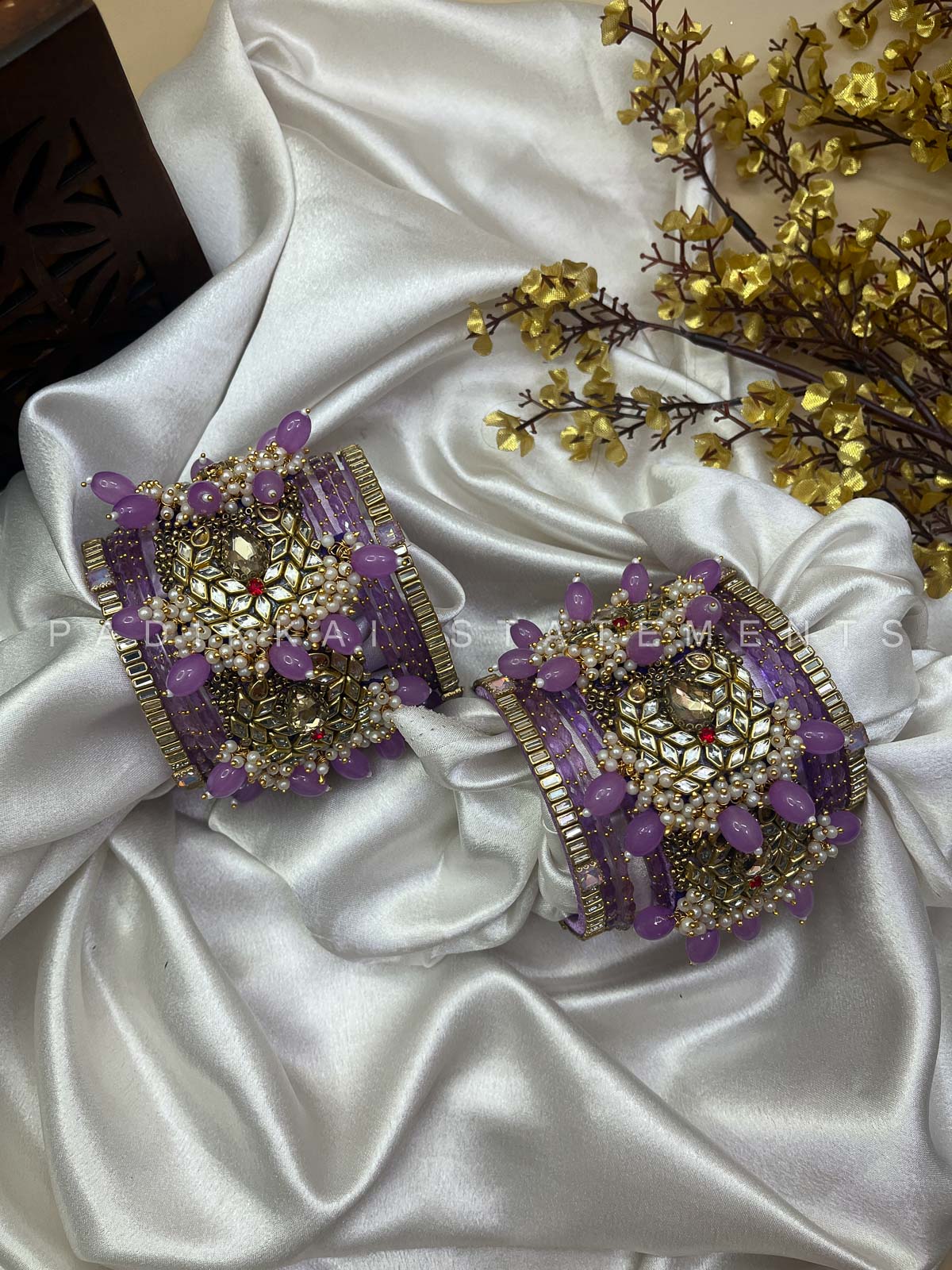 Chandra Half Moon Engagement Set – Lavender and Mirror White | Padikkai