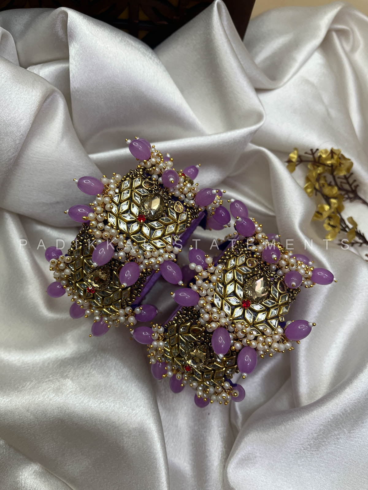 Chandra Half Moon Engagement Set – Lavender and Mirror White | Padikkai