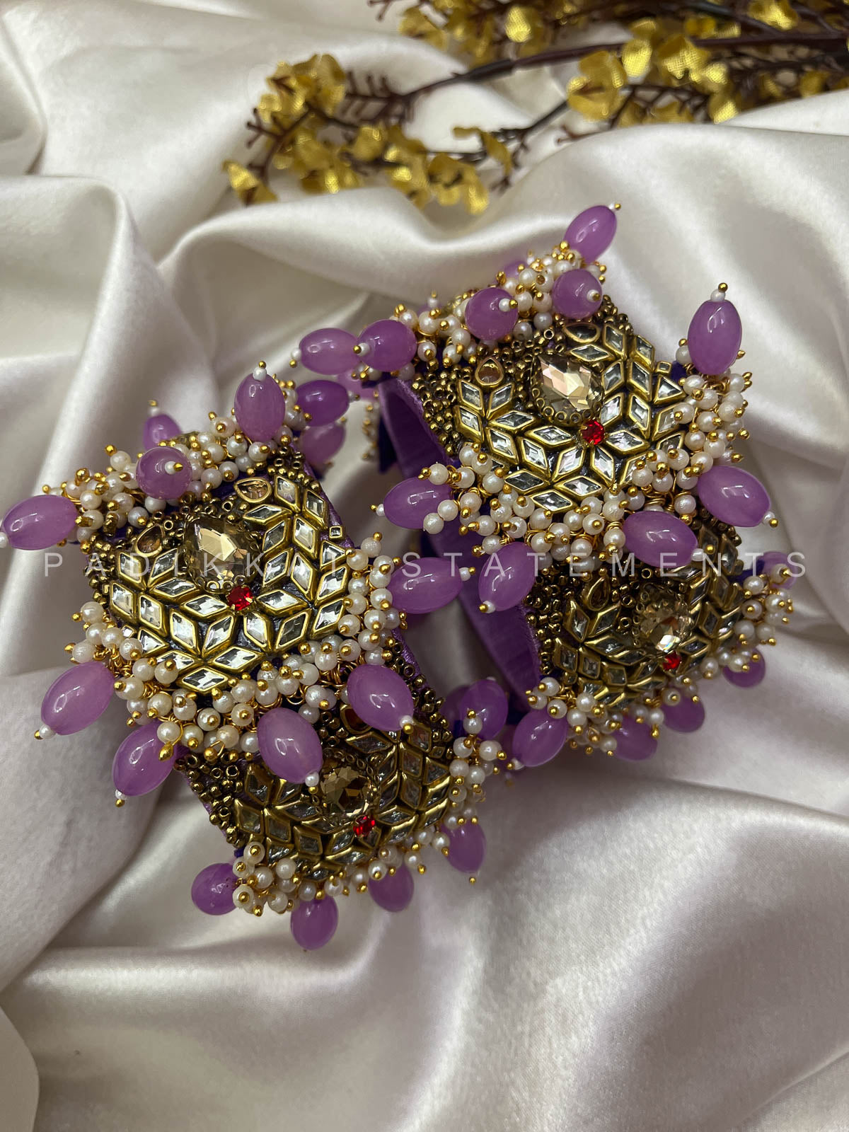 Chandra Half Moon Engagement Set – Lavender and Mirror White | Padikkai