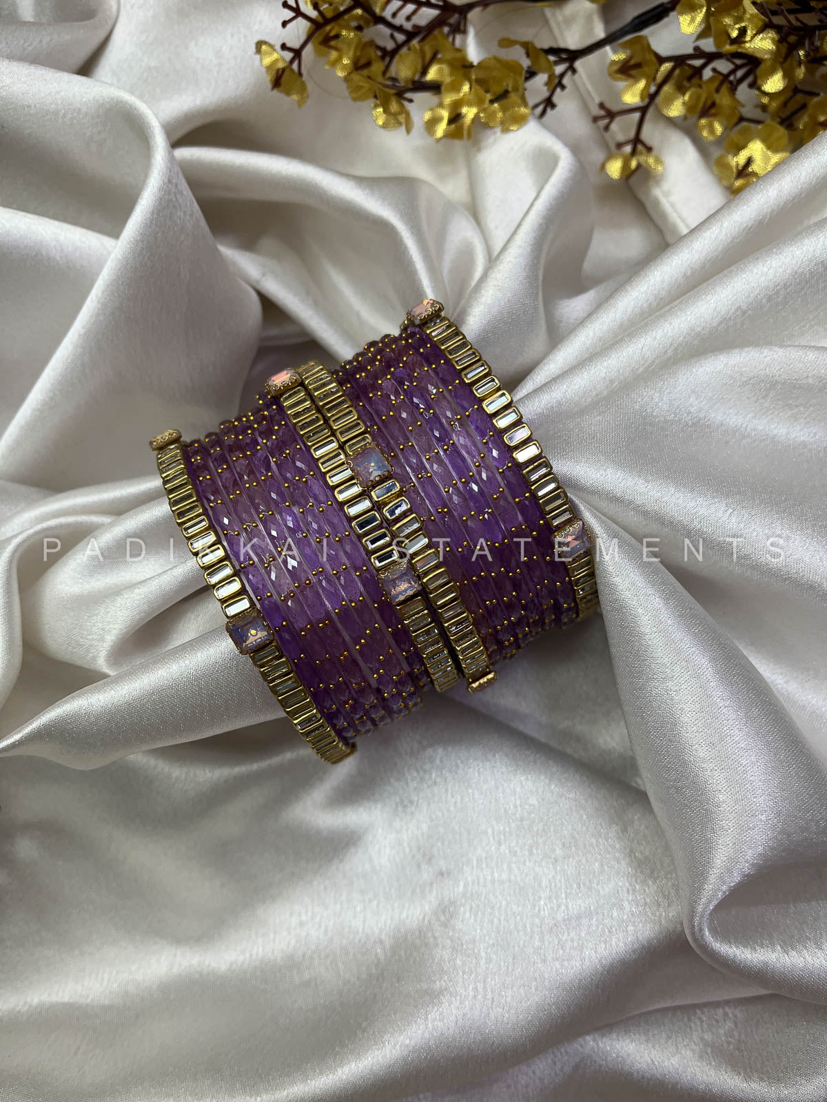 Chandra Half Moon Engagement Set – Lavender and Mirror White | Padikkai