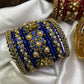 Suvarna Pushpam Bridal Bangle Set – Royal Blue and Gold | Padikkai