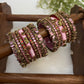 Rohini Glow Bridal Kundan Bangles – Baby Pink, Red and Gold | Padikkai