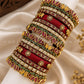 Vaidika Glow Bridal Kundan Bangles – Maroon, Forest Green and Gold | Padikkai