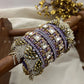 Aabha Lilac Kundan Bangle Set – Lavender Lilac, Mirror White and Antique Gold – image 3