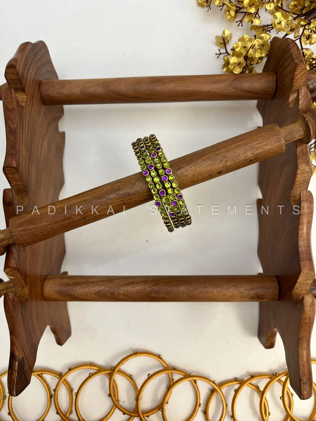 Shree Valli Kundan Bridal Set – Purple, Parrot Green and Gold – image 4