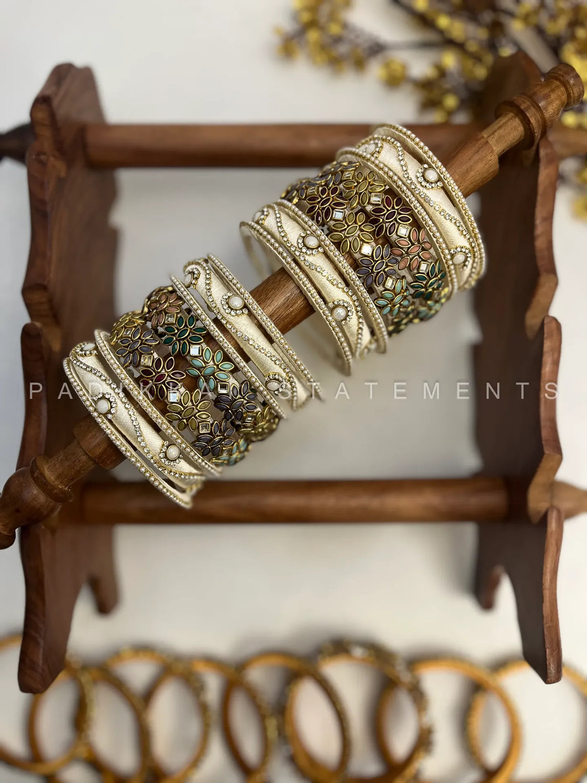 Pushpa Mela Mirror Bloom Bridesmaid Kundan Set - Pastel Multicolour