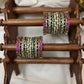 Thamarai Arasi Festive Kundan Bangle Set – Rani Pink, Mint Green, Pearl White & Antique Gold – image 2