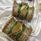 Pakshiraj Peacock Kundan Bangles – Dark Blue, Dark Green & Gold – image 2