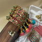 Leela Mayura Latkan Kundan Bangle Set – Rose Pink, Turquoise Blue and Antique Gold – image 8
