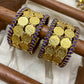 Vedika Kundan Bangle Set – Indigo and Gold