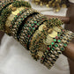 Shree Valli Kundan Bridal Set – Emerald Green, Maroon and Pearl Gold – image 2