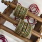 Victorian Emerald Green Kundan Bridal Bangle Set | Bride – Emerald Green & Gold Pearl – image 2