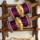 Varnika Lotus Coin Bridal Kundan Bangle Set – Magenta Pink, Purple & Antique Gold