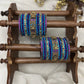 Antique Padmaraga Lakshmi Kundan Bangle Set – Peacock Blue, Royal Purple & Antique Gold – image 2