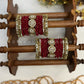 Madhurima Pushpa Kundan Bangle Set – Deep Maroon, Mirror White & Antique Gold