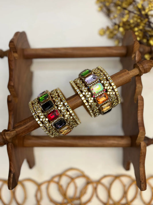 Sangeet Symphony Rhinestone Kundan Set | Multicolour