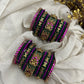 Antique Padmaraga Lakshmi Kundan Bangle Set – Magenta Pink, Peacock Green & Antique Gold