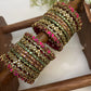 Thamarai Padmika Festive Kundan Bangle Set – Rani Pink, Mint Green, Baby Pink & Antique Gold – image 3