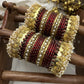 Vaibhavam Lakshmi Bridal Kundan Bangle Set – Maroon, Pearl White & Antique Gold – image 2