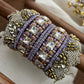 Aabha Lilac Kundan Bangle Set – Lavender Lilac, Mirror White and Antique Gold